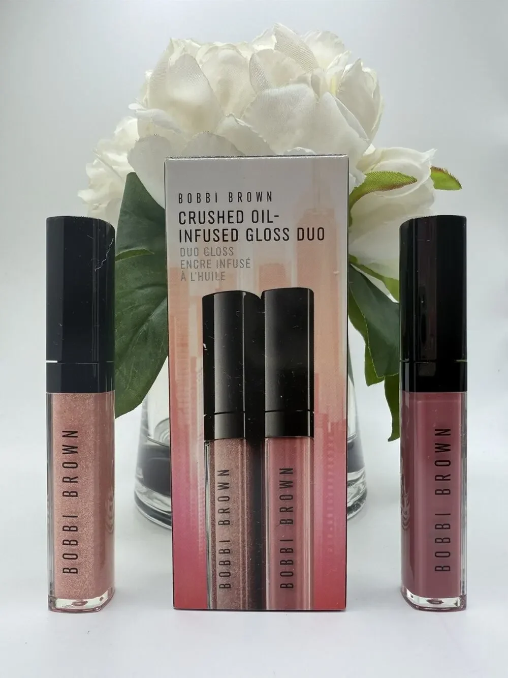 Bobbi Brown Crushed Oil-Infused Lip Gloss Duo Bare Sparkle & New Romantic