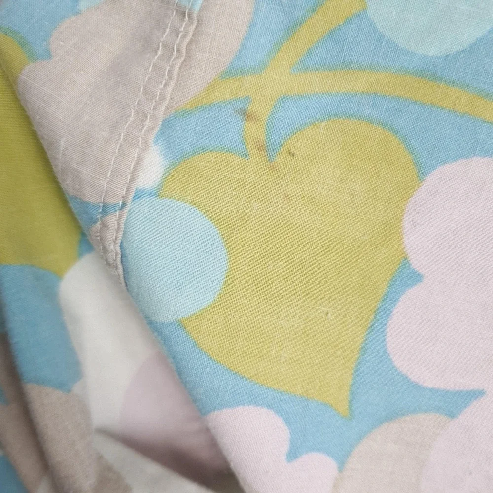 Vntg Floral Fitted Sheet and Pillowcase Blue Green Mod Flower Power Retro Twin