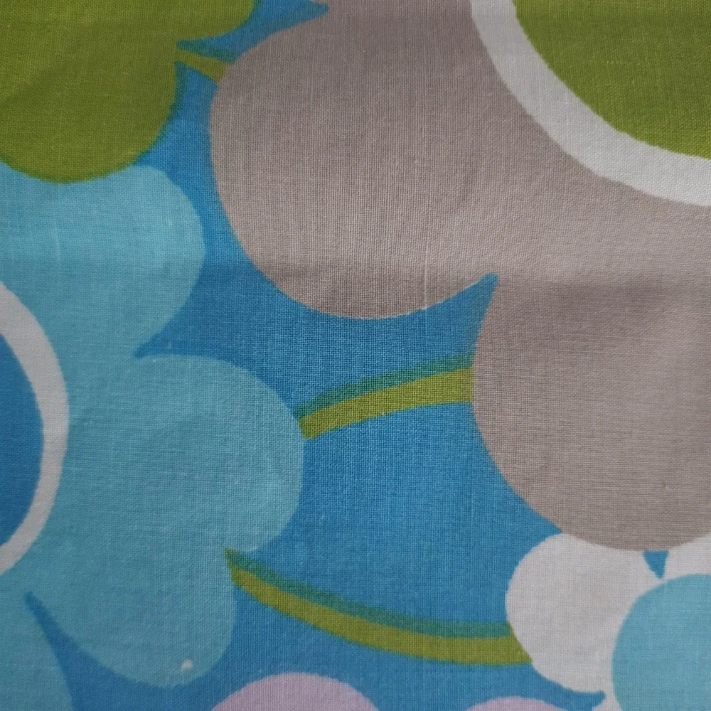 Vntg Floral Fitted Sheet and Pillowcase Blue Green Mod Flower Power Retro Twin