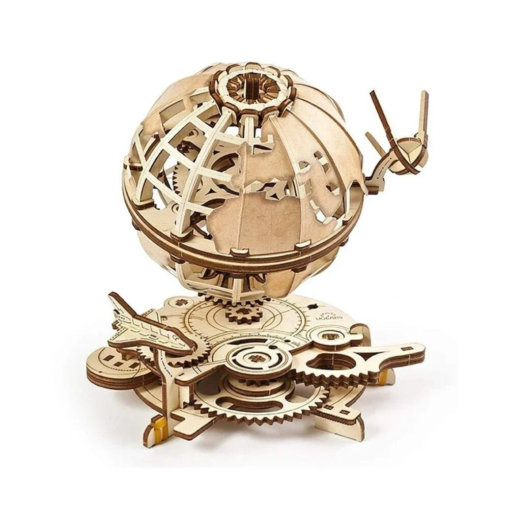 UGEARS Globe 3D Wooden Puzzle Assemble Fly Around Mechanical 184 Pieces Adults