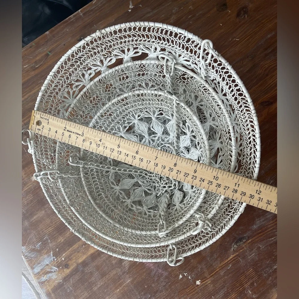 Woven Wire Tripple Hanging Basket Rattan Look