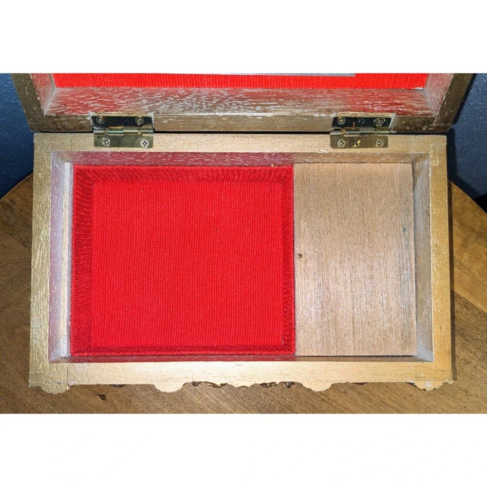 Vintage Kellerman Jewel Case Music Box Wood Florentine Design Mid Century Japan