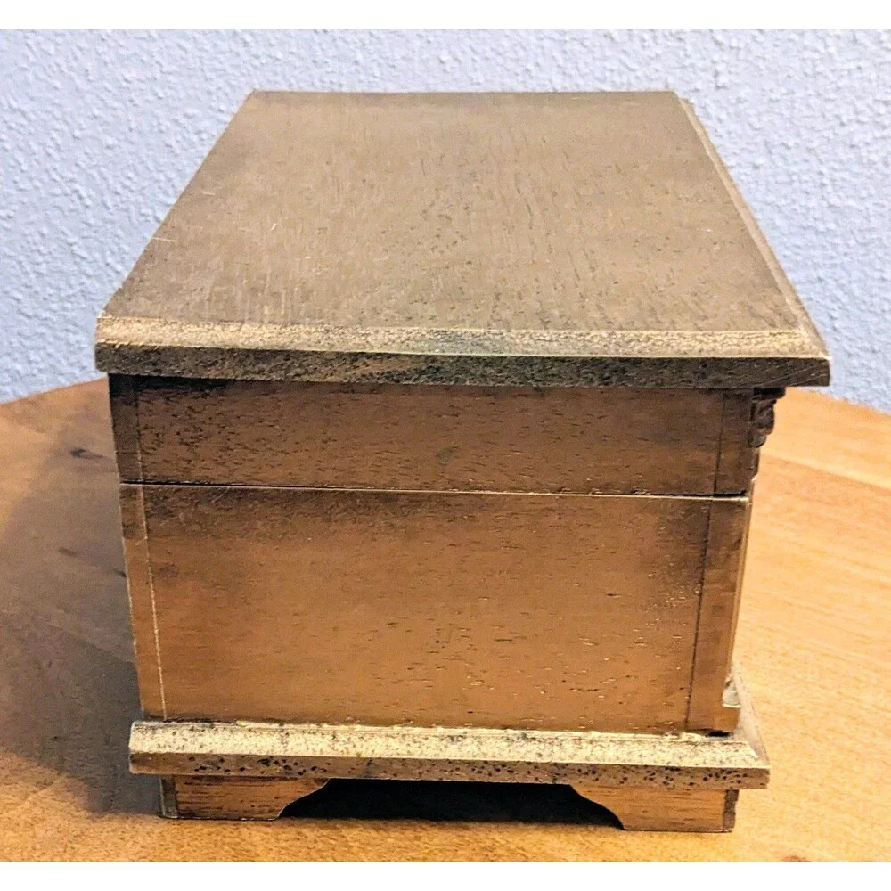 Vintage Kellerman Jewel Case Music Box Wood Florentine Design Mid Century Japan