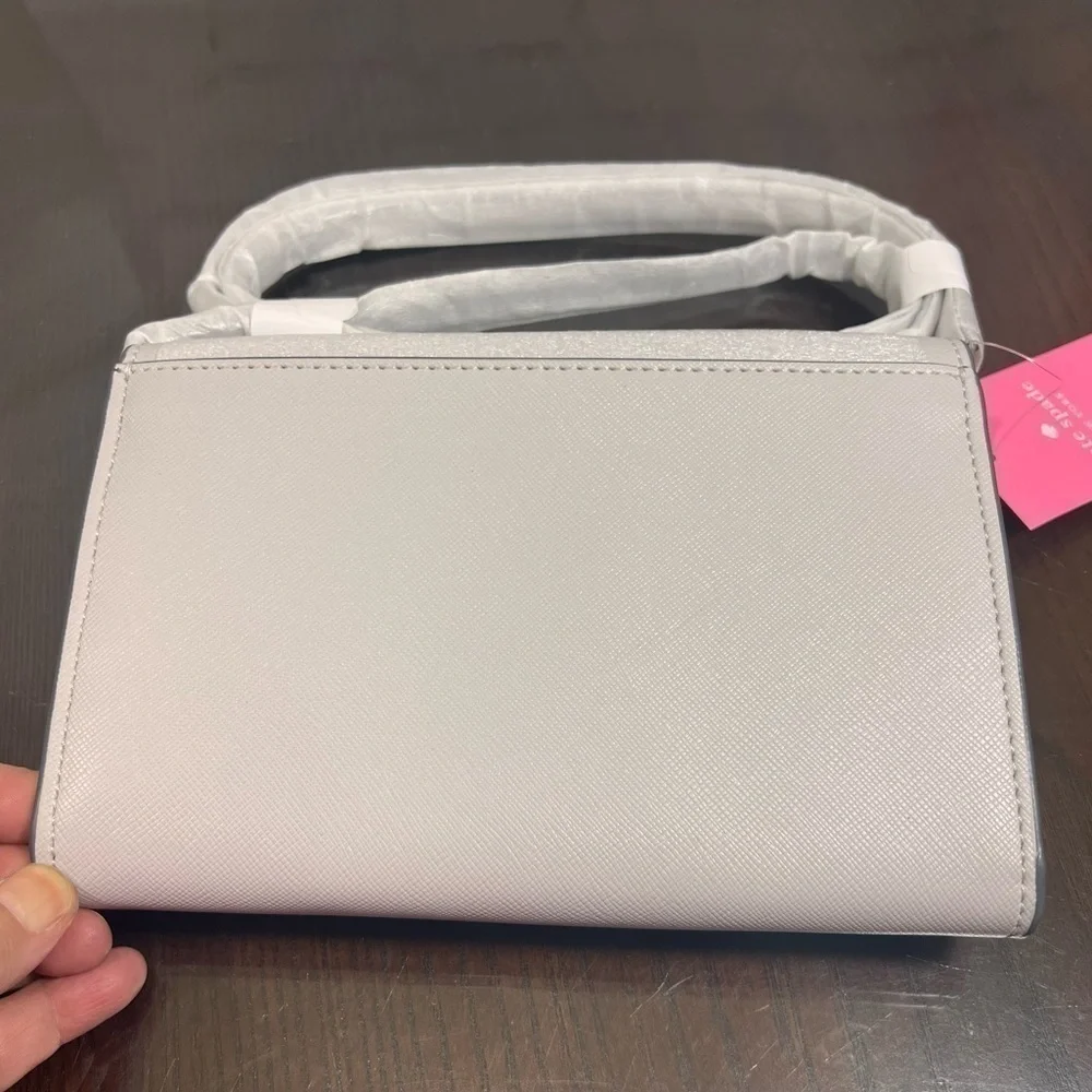KATE SPADE NEW YORK DANA WALLET ON A STRING. BUTTER Platinum Grey NWT