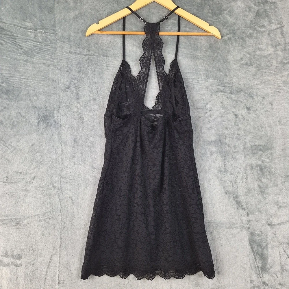 Womens Dress Small Black Floral Lace Babydoll Fairy Grunge Whimsigoth Mini Sheer