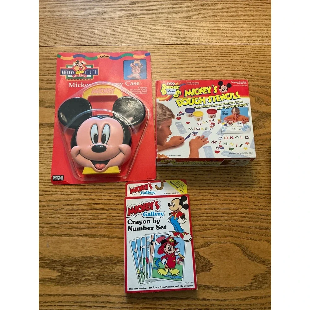 Vintage Disney Mickey Mouse Art Activity Lot Tyco Super Dough Craft House 90s