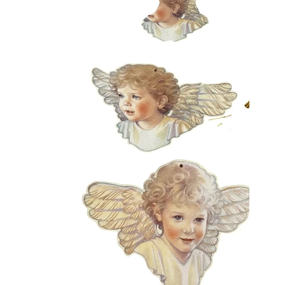 Vintage 1983 B Shackman Kathy Lawrence 12 Angel Gift Tags Cards with Gold Tassel