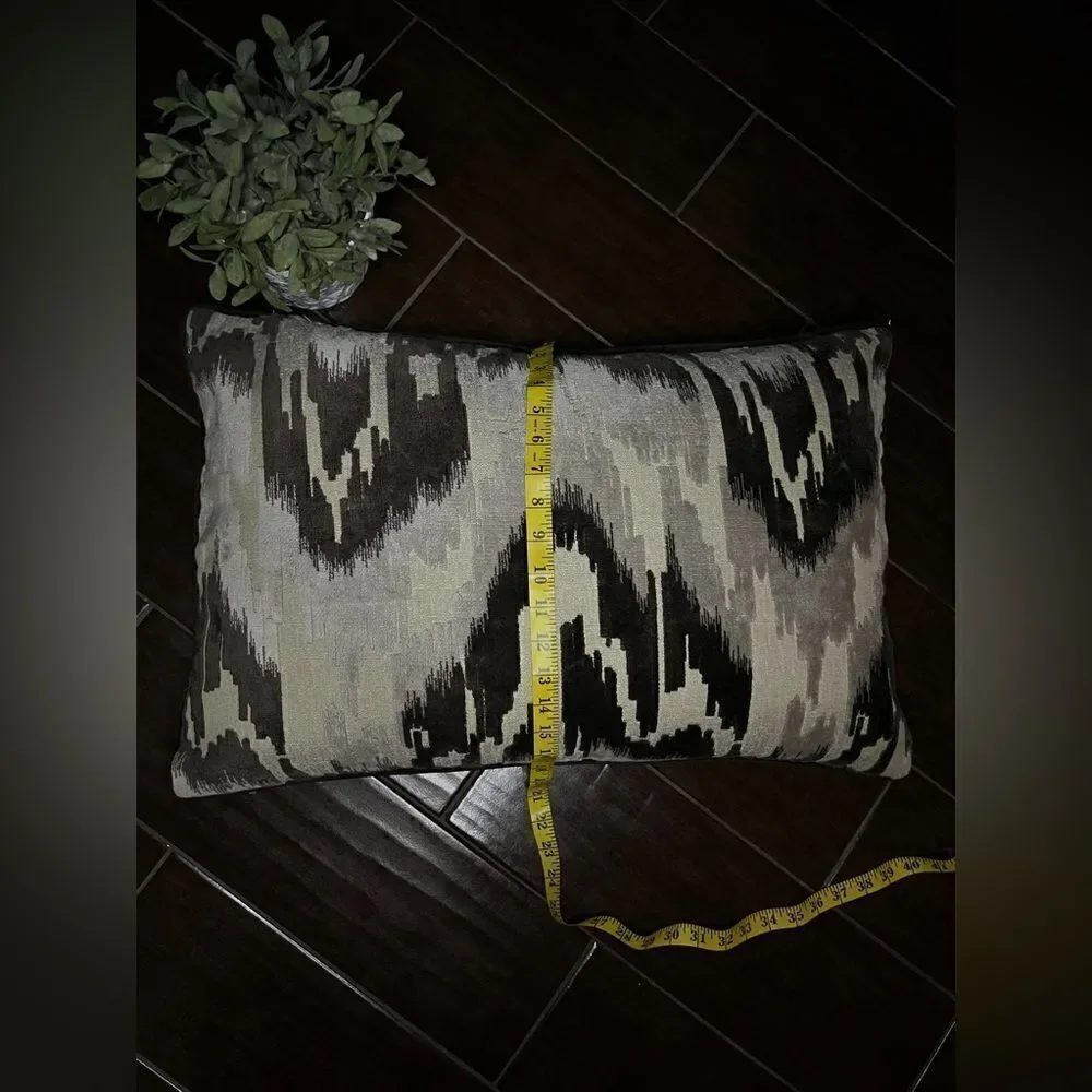 Rodeo Home Diamo chocolate Ikat Cut Velvet Design feather lumbar pillow