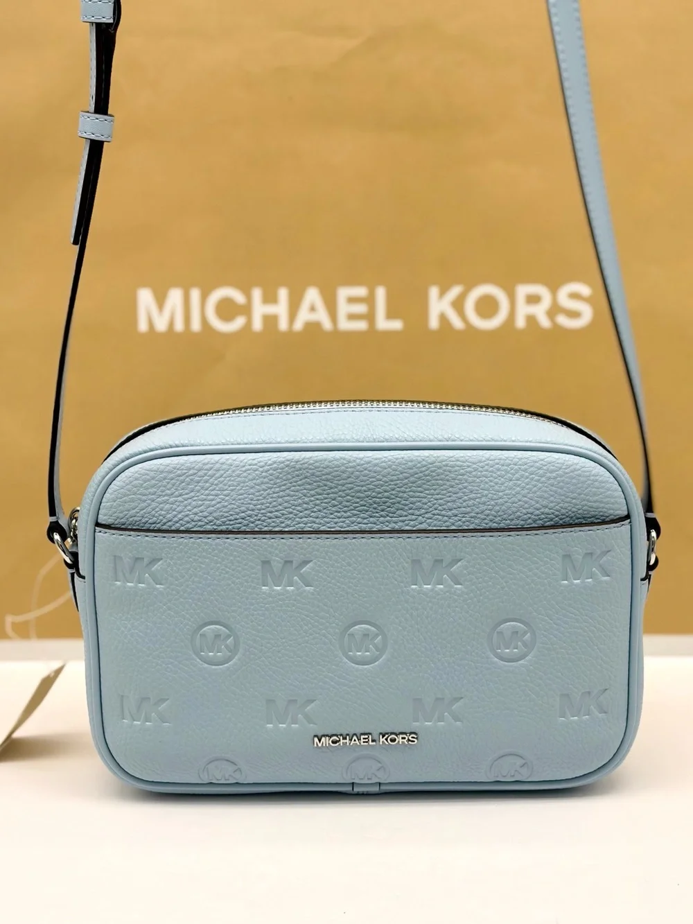 Michael Kors Jet Set Travel Large Logo Debossed Camera Crossbody Bag