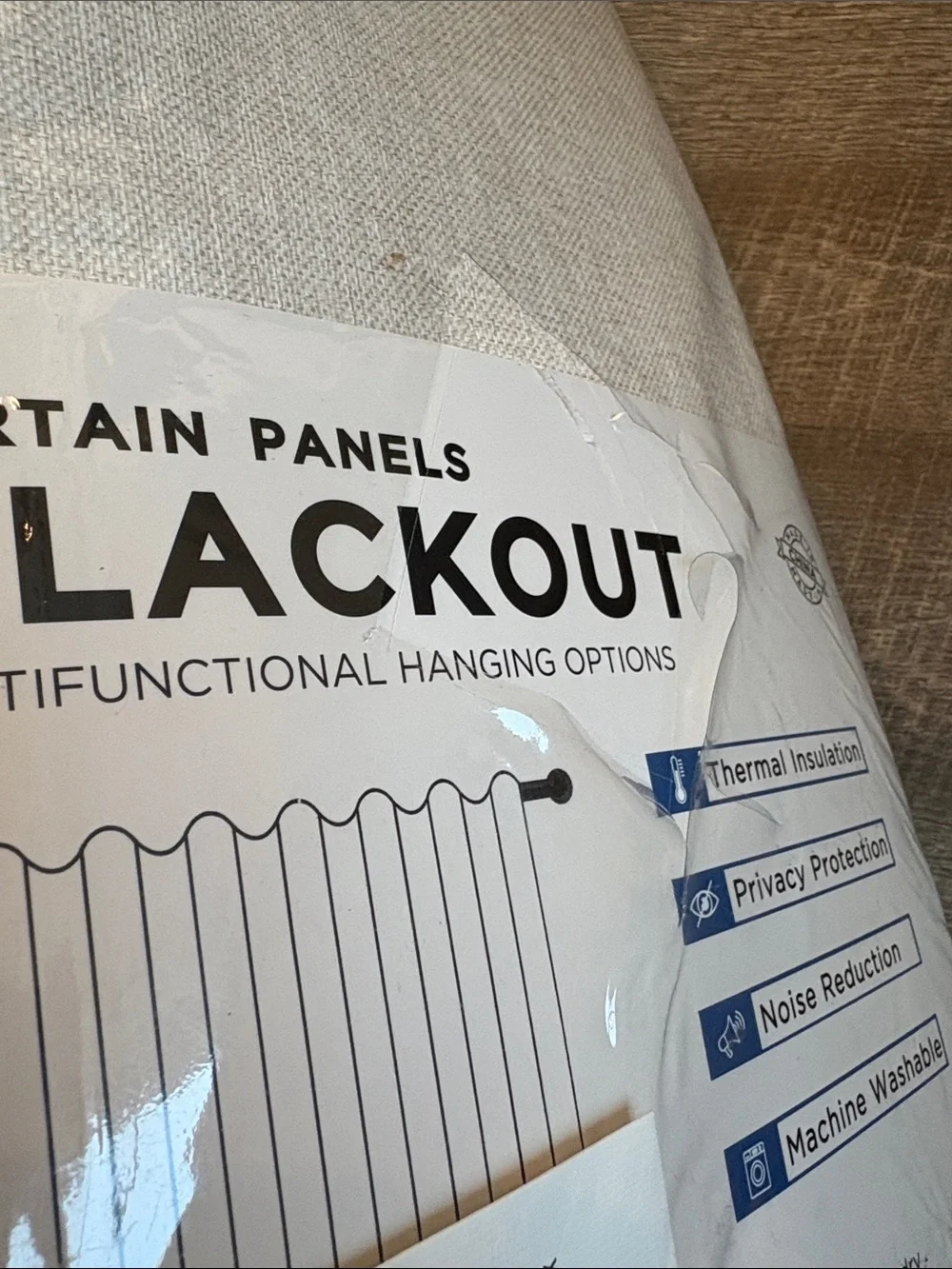 Blackout Curtain Panels Lined 50x84” Beige & Hooks NEW READ