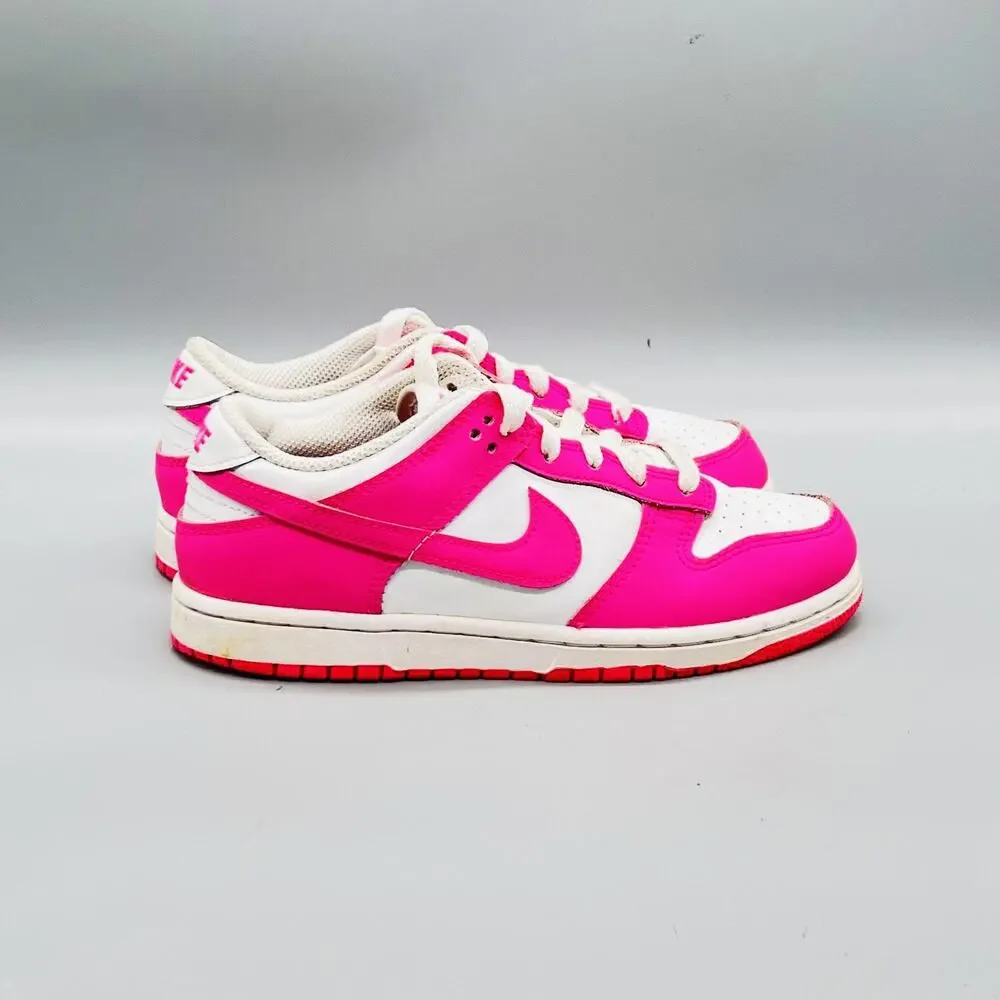 Nike Shoes Youth 3 Pink White Leather Dunk Low GS Retro Athletic Walking Sneaker
