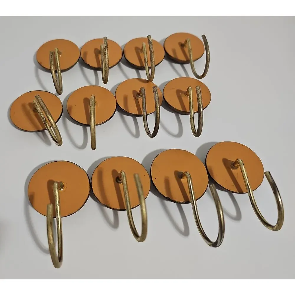 Set of 12 Shower Curtain Hooks Red Gold Ornate Bathroom Decor Whimsy