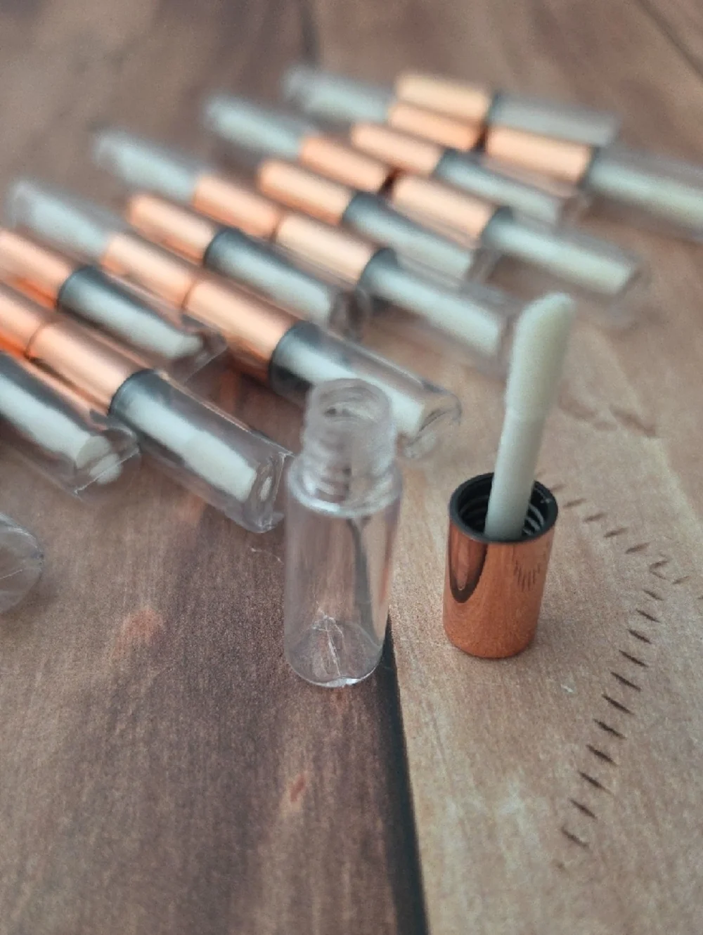 Rose Gold Lip Gloss Tubes - Clear Caps