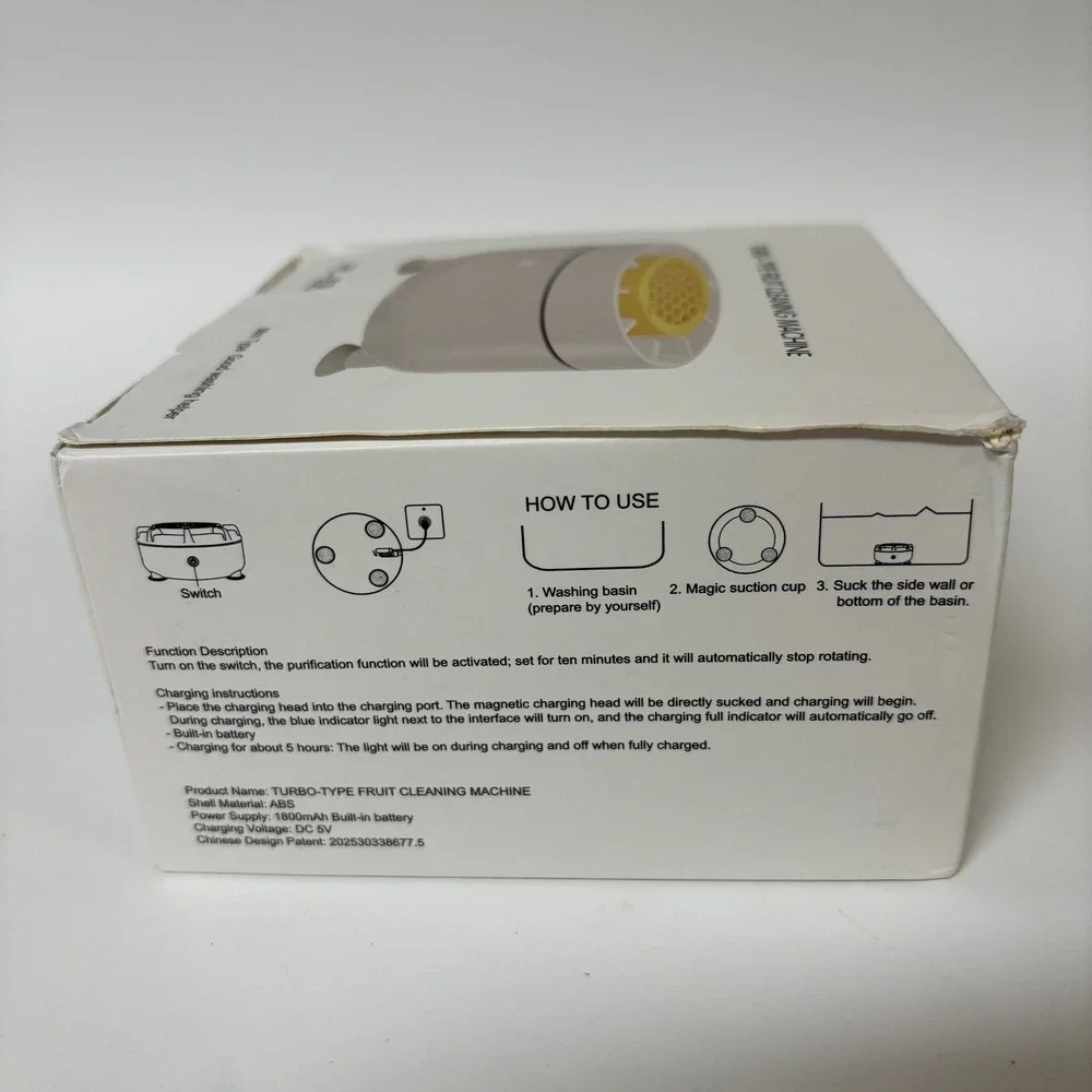Turbo-Type Fruit Cleaning Machine HY-J08 Mini Portable Washer White Yellow