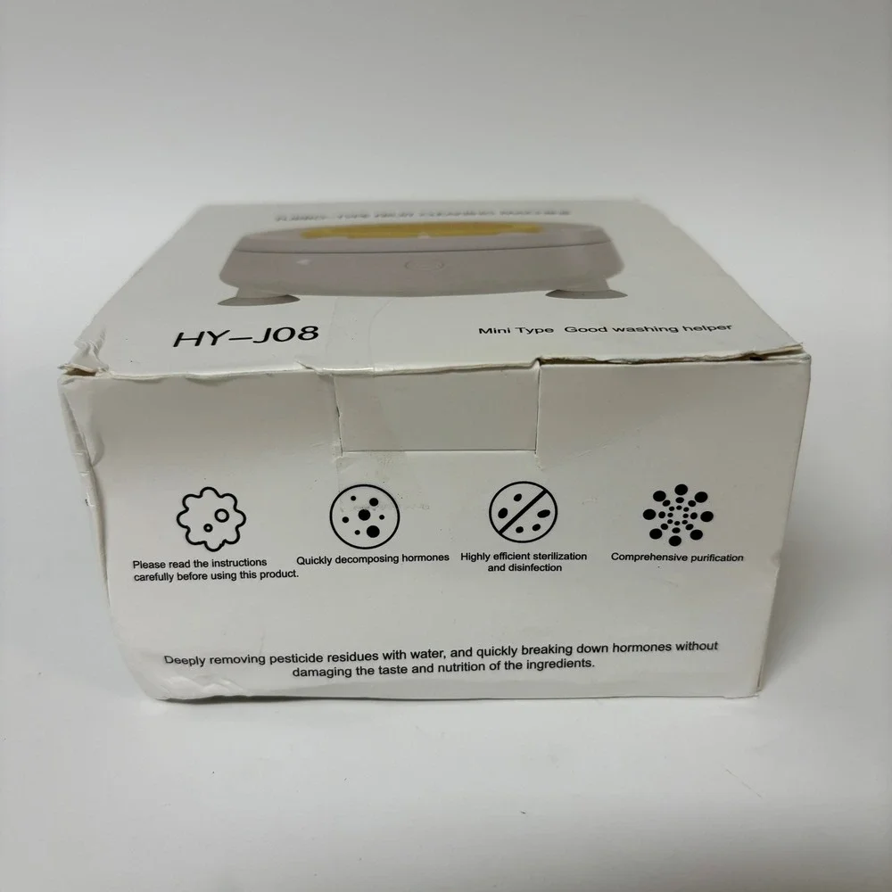 Turbo-Type Fruit Cleaning Machine HY-J08 Mini Portable Washer White Yellow