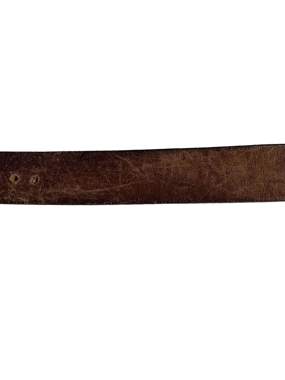 Vintage Brown Leather Belt Solid Brass Buckle L