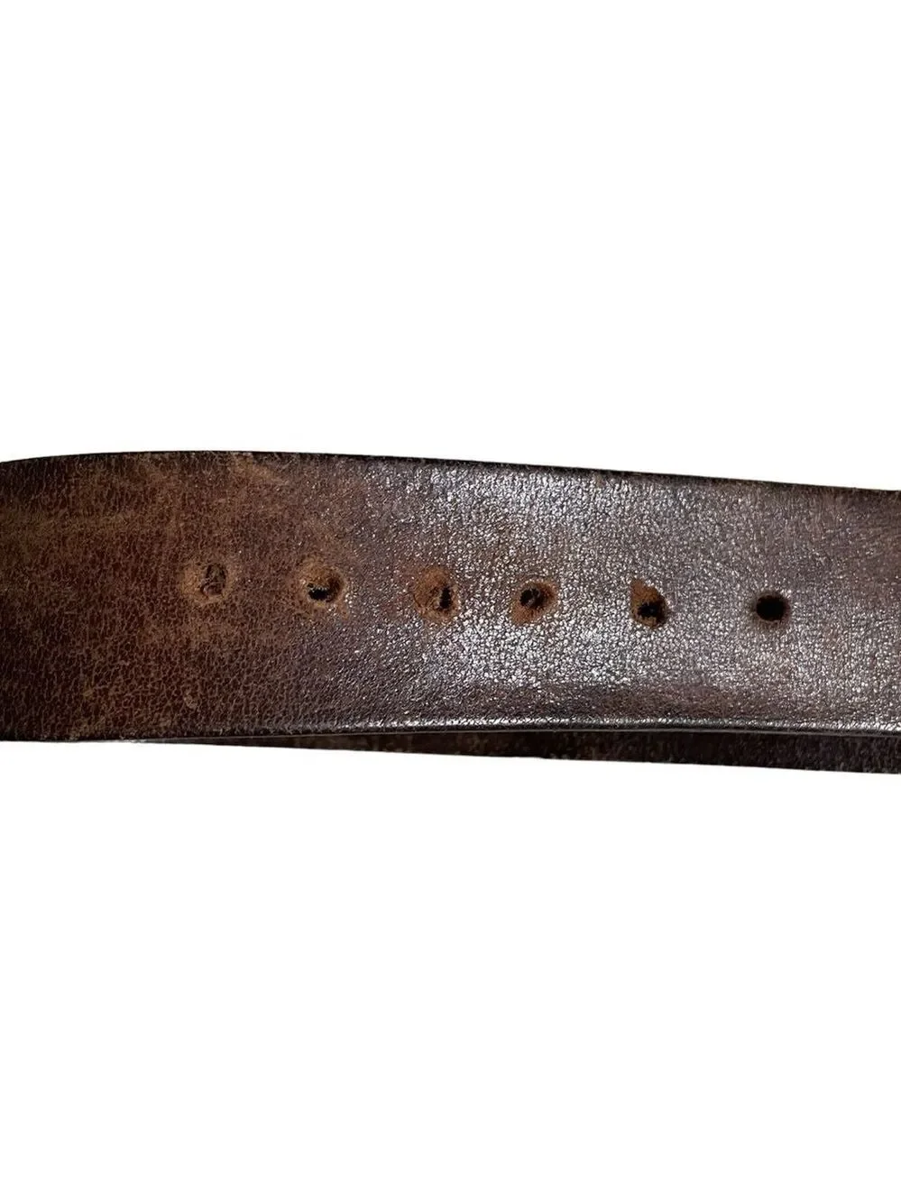Vintage Brown Leather Belt Solid Brass Buckle L