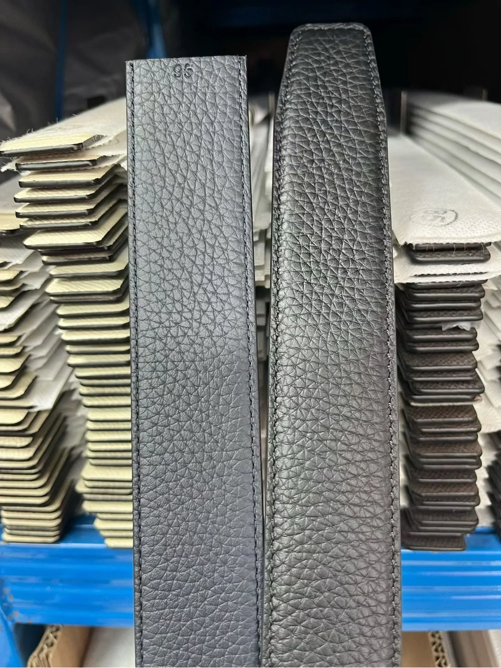 Black Textured Leather Belt Strap