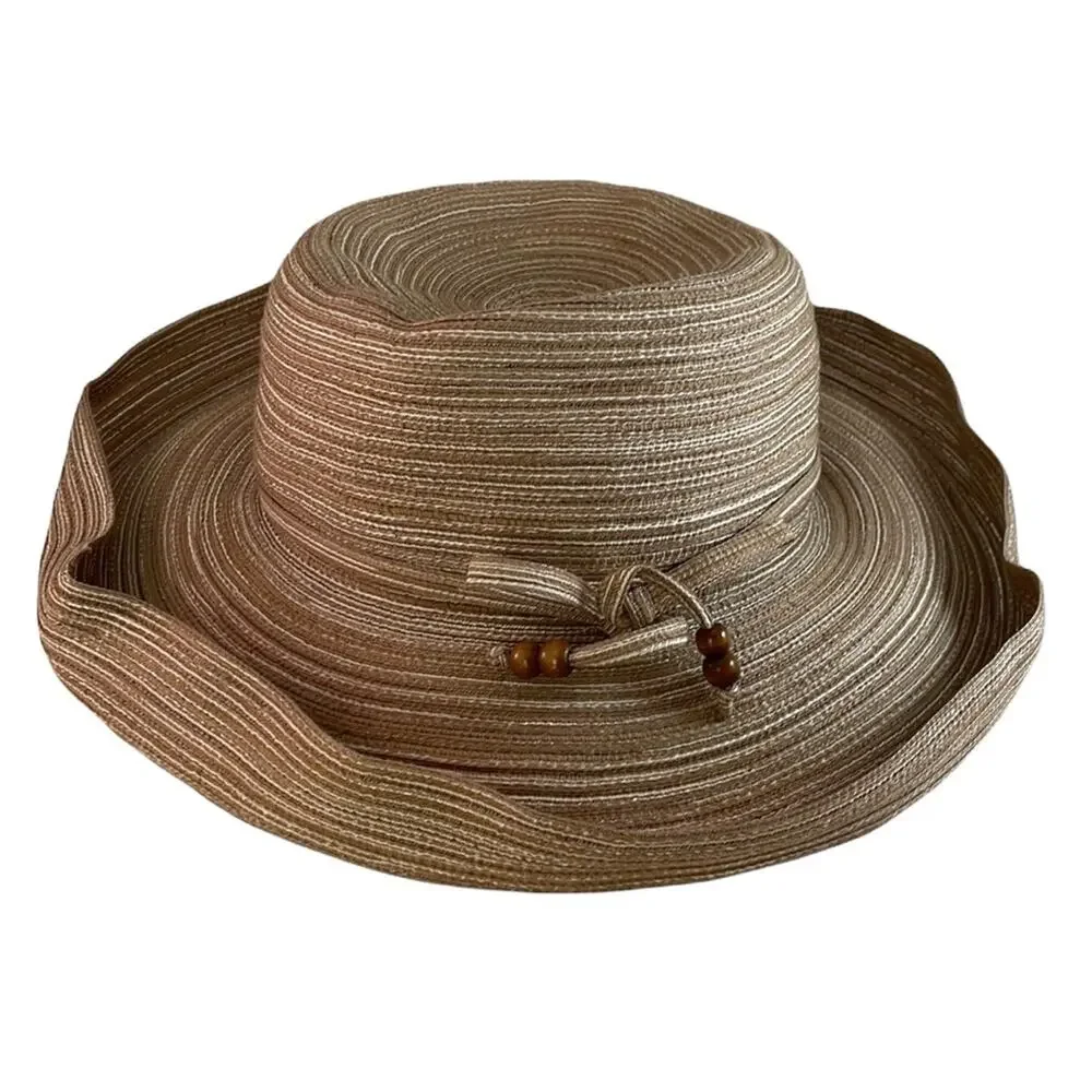 August brown and tan woven sun hat Preowned