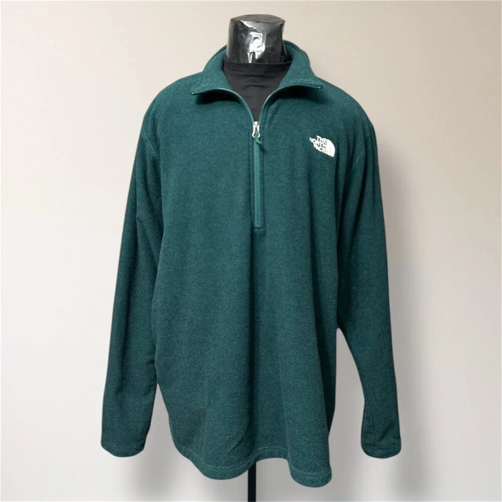 The North Face Men’s XXL Green Textured Cap Rock Fleece 1/4 Zip Pullover Outdoor
