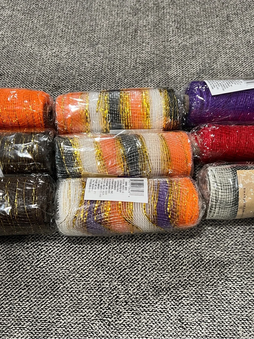 Variegated Metallic Accent Yarn - Orange, Purple, Gold, White - Set of 9