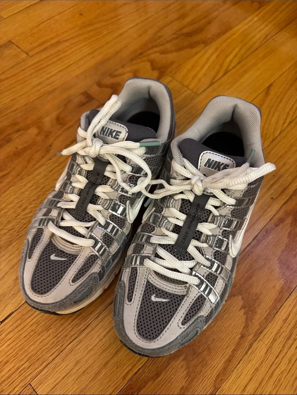 Nike Light Gray and White Mesh Trainer
