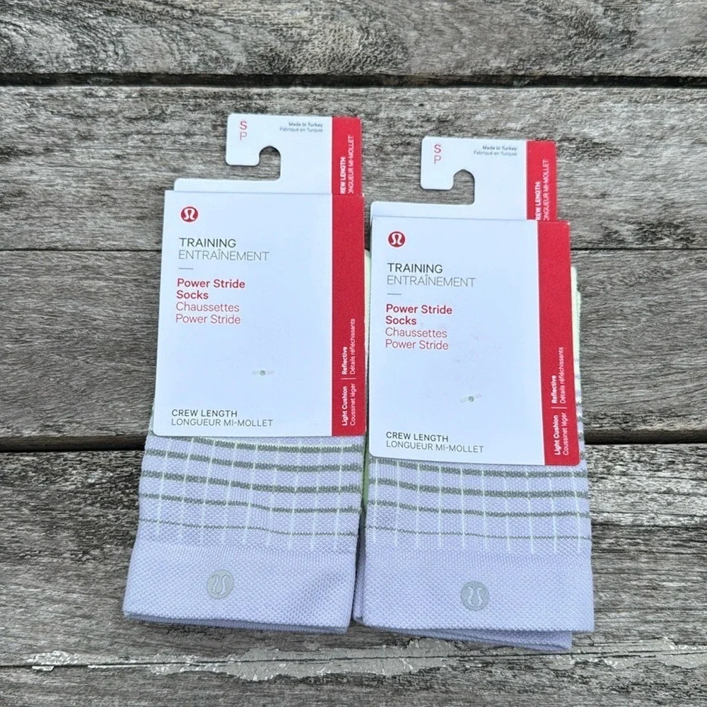 Bundle of 2 Lululemon Womens Power Stride Crew Socks Reflective size small NWT