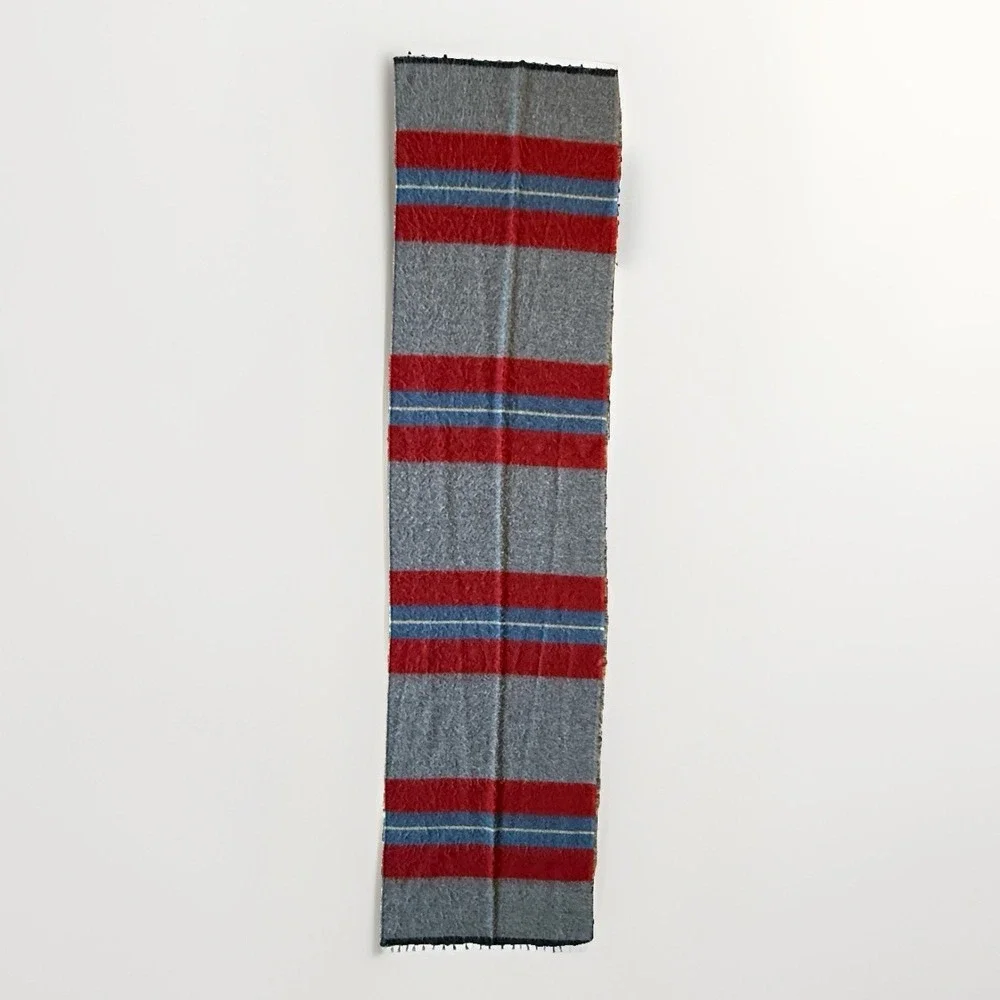 VTG Christian Dior Paris New York Striped Brushed Scarf Gray Quiet Luxury 68x17