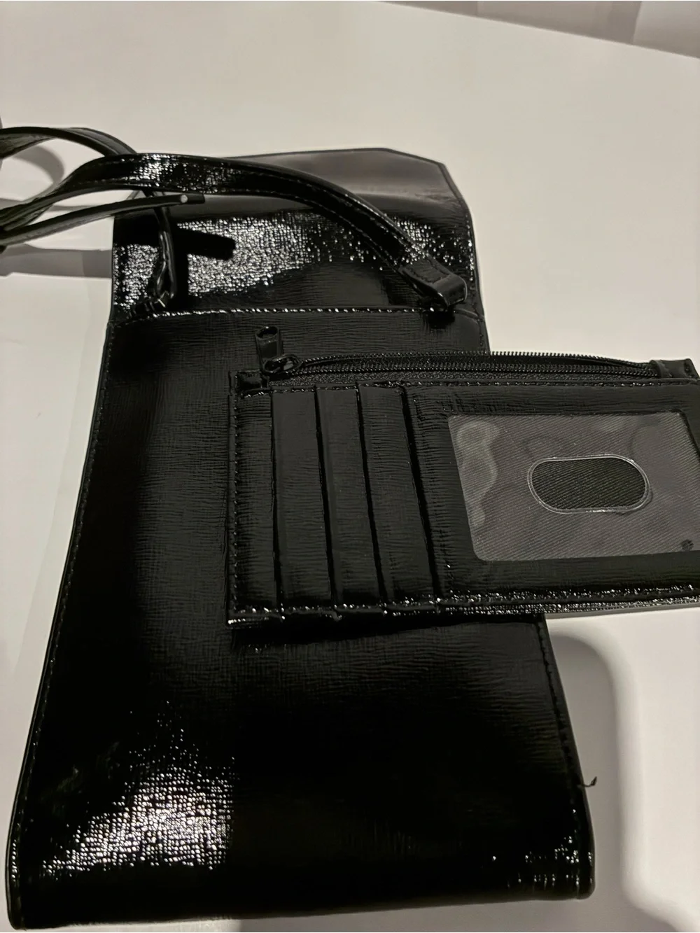 Nordstrom Black Mini Crossbody& Wallet set-Cardholder, ID window-Zip Pocket