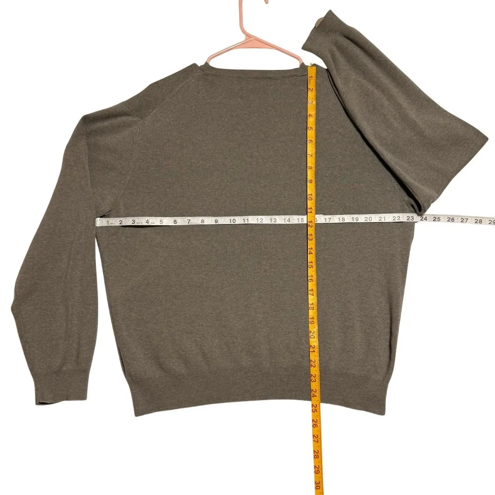 Polo Ralph Lauren‎ Mens L Gray V-Neck Sweater Pima Cotton Pony Logo