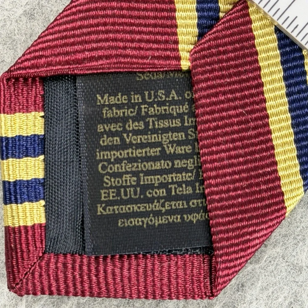Vintage Brooks Brothers Boys Silk Rep Stripe Tie USA Burgundy Navy Gold 44x2.75