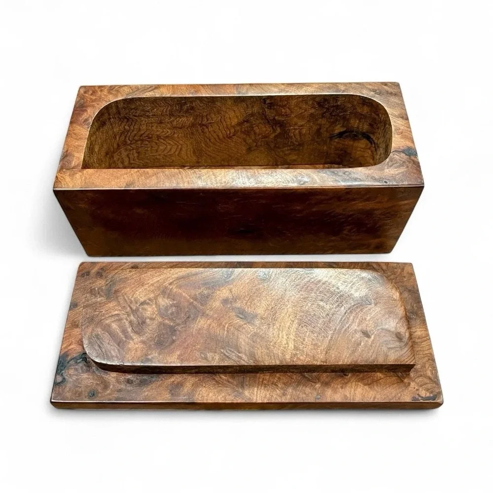 Michael Elkan Redwood Burl Wood Box Studio Art Signed Oregon‎ Jewelry Keepsake
