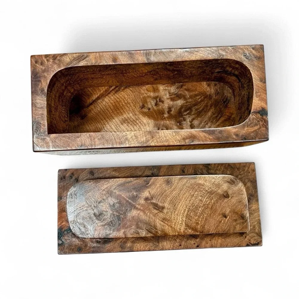 Michael Elkan Redwood Burl Wood Box Studio Art Signed Oregon‎ Jewelry Keepsake