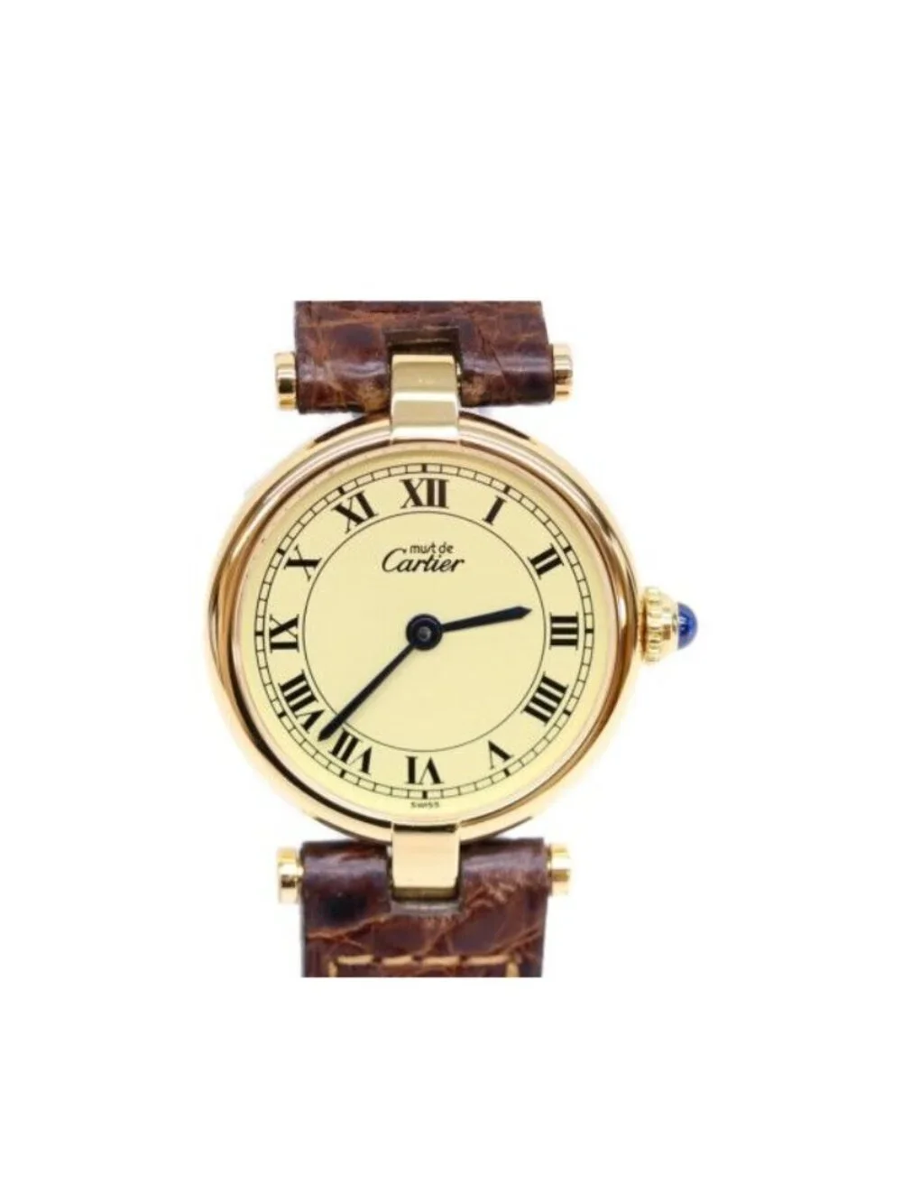 Cartier Must Vendeme Vermeil SM Ivory Circle Roman Dial