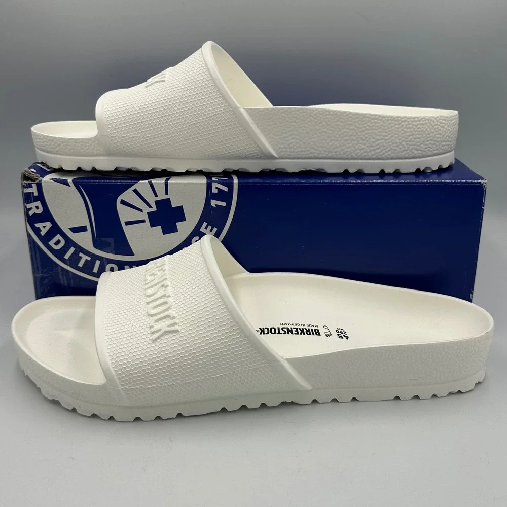 Birkenstock Barbados EVA‎ Slides Mens 12 White Beach Waterproof Sandals NEW READ