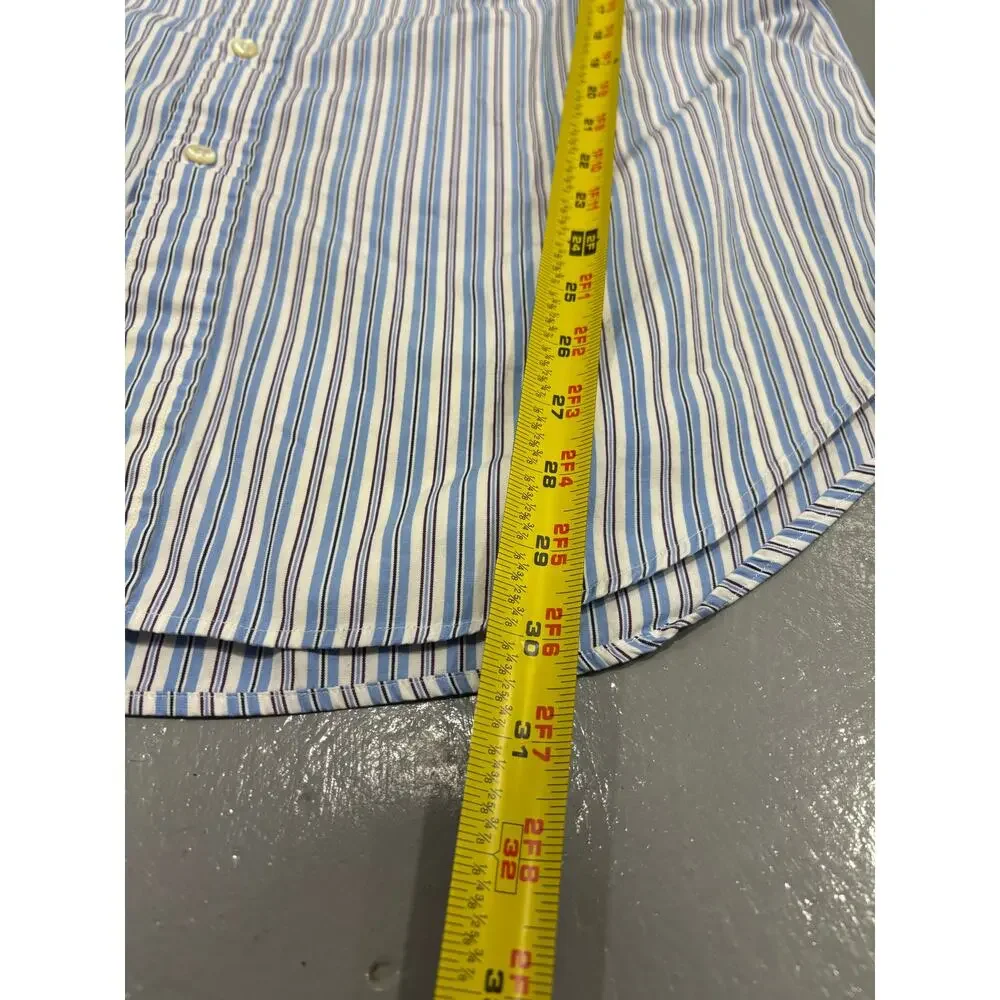 Polo Ralph Lauren Mens 16.5 34/35 XL Classic‎ Fit Striped Button Down Shirt Blue