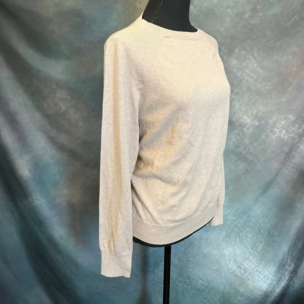 J. Crew The Cotton Cashmere Sweater Long‎ Sleeve Crew Neck Neutral Size Small