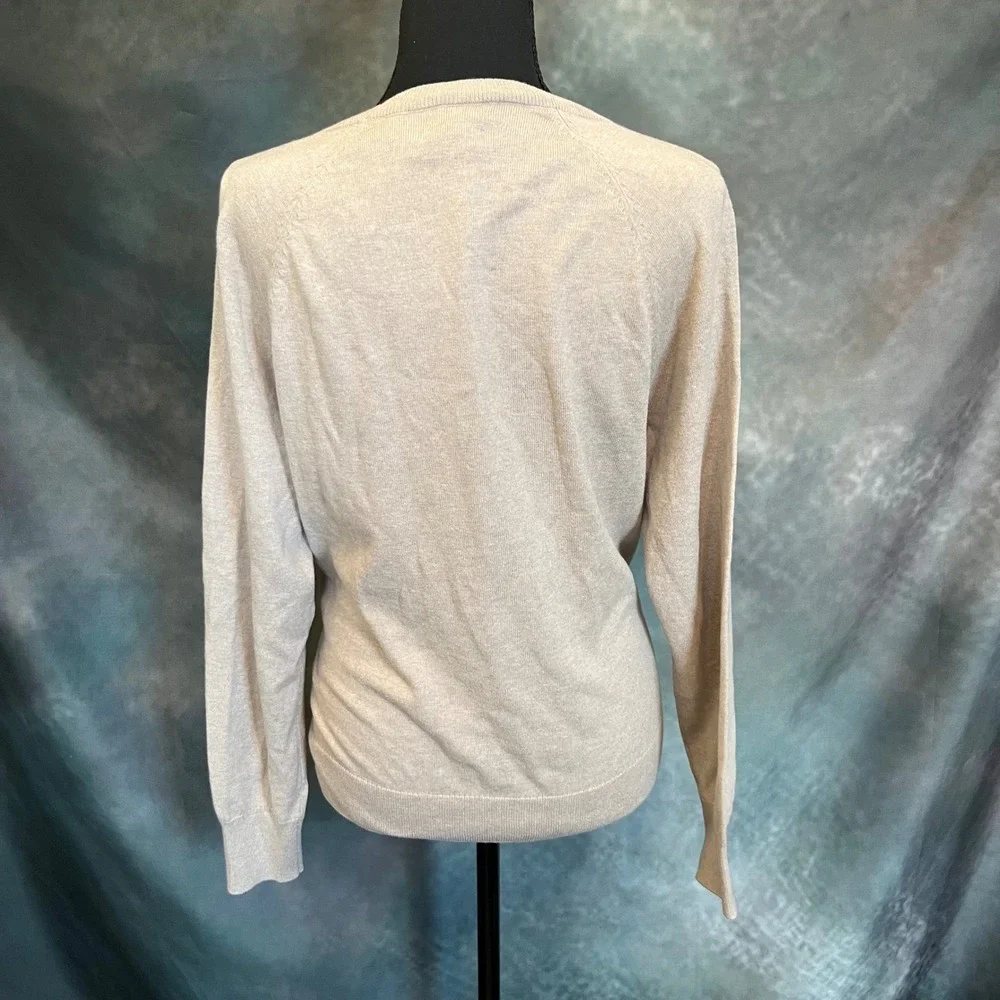 J. Crew The Cotton Cashmere Sweater Long‎ Sleeve Crew Neck Neutral Size Small