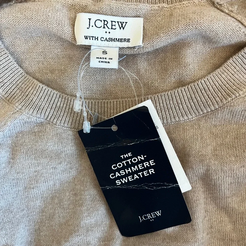 J. Crew The Cotton Cashmere Sweater Long‎ Sleeve Crew Neck Neutral Size Small