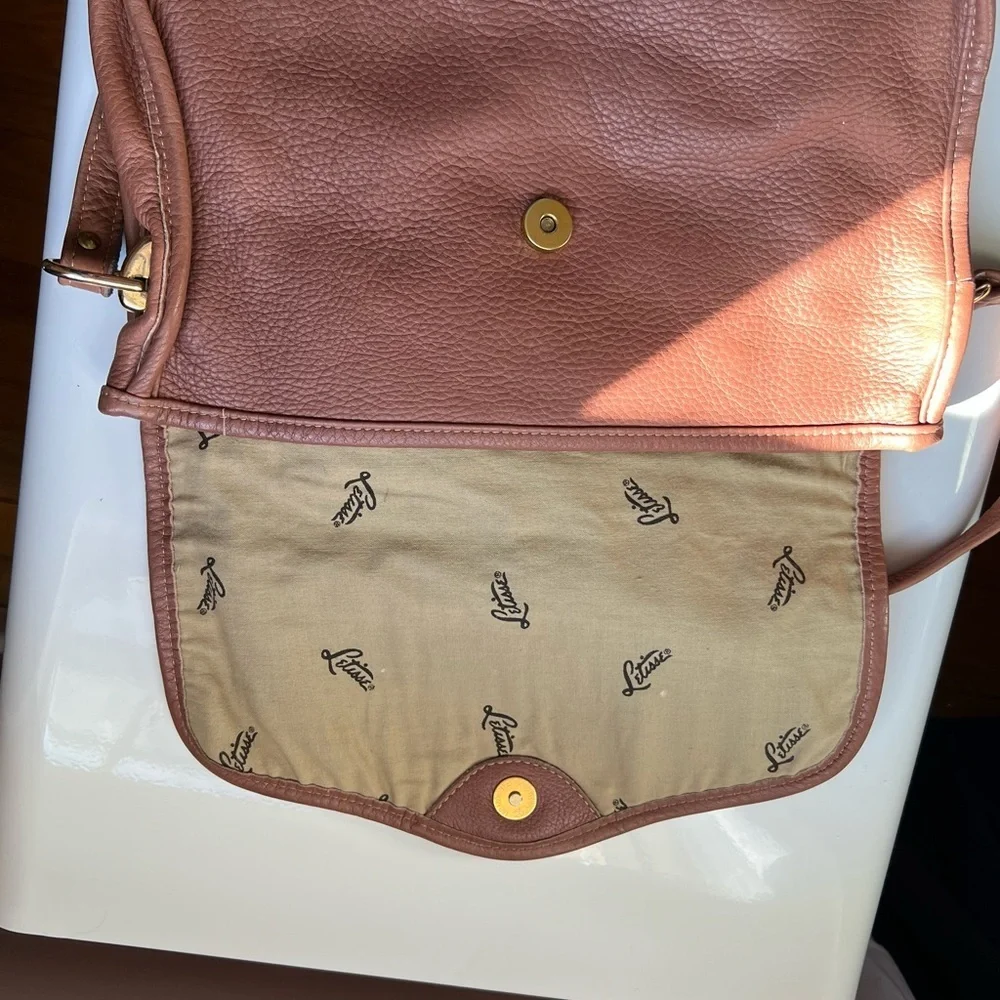 Vintage Letisse‎ Brown Leather Crossbody Flap Bag