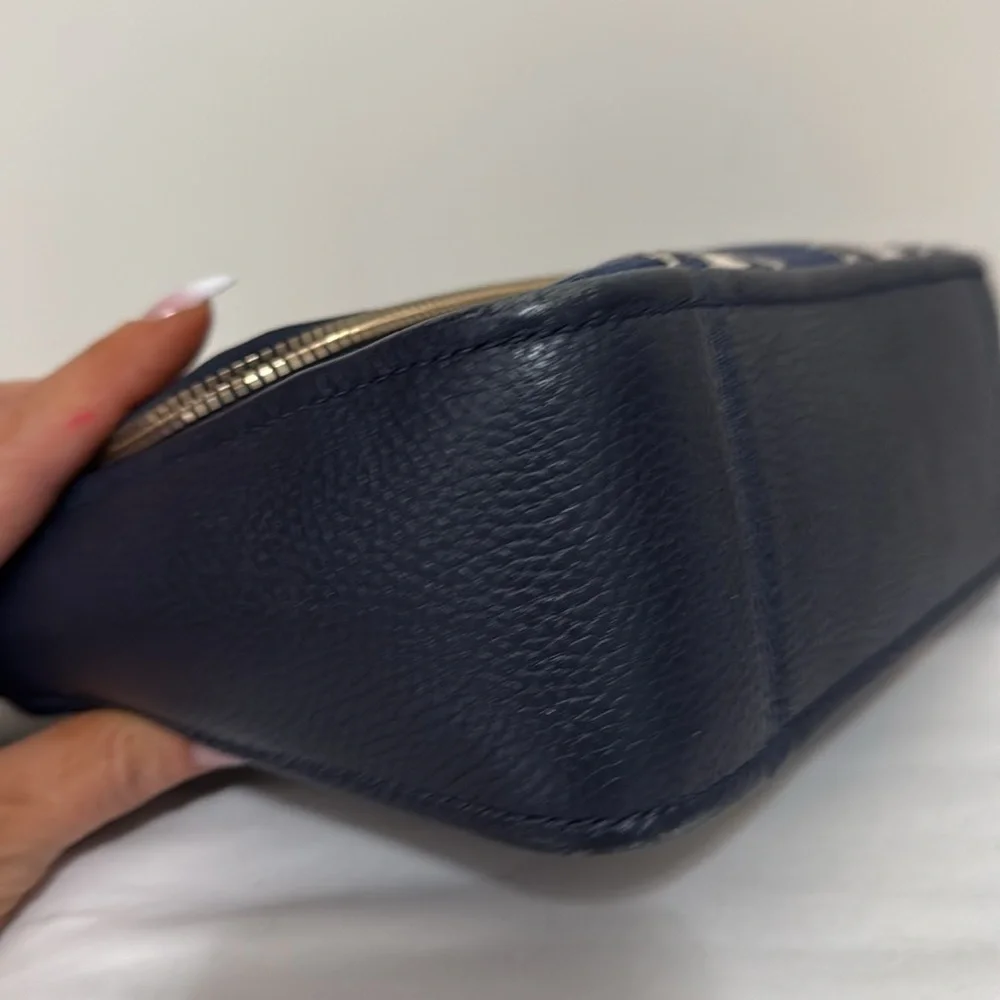 Kate spade Navy & cream leather & canvas crossbody bag