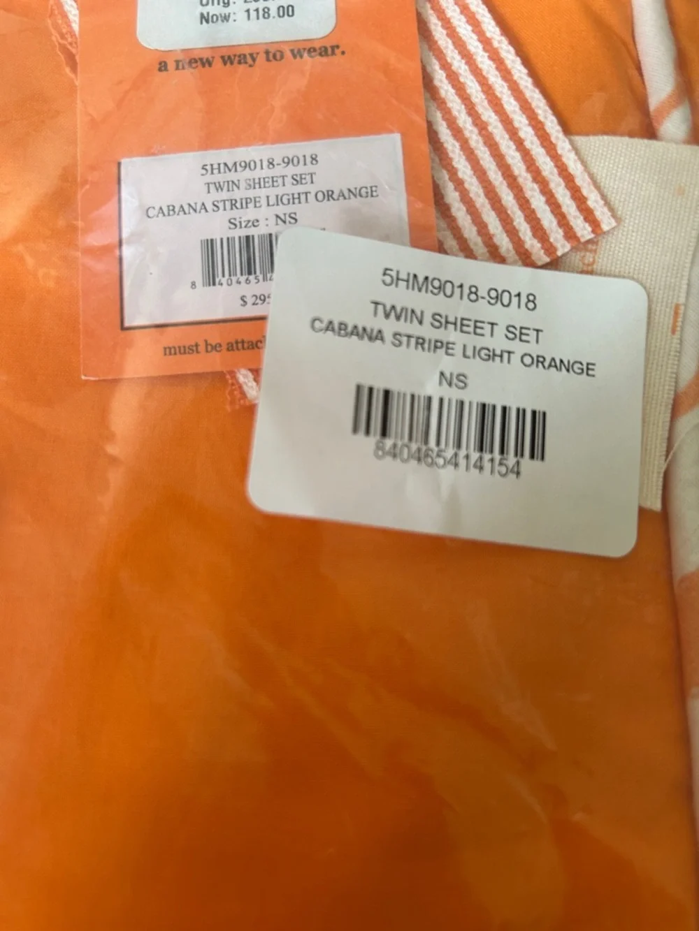 Coniglio‎ Palm Beach Cabana striped Orange Striped Cotton twin sheet set