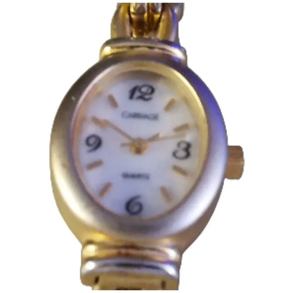 Timex Carriage Women's two-tone, MOP dial, quartz watch‎ Vintage New Battery