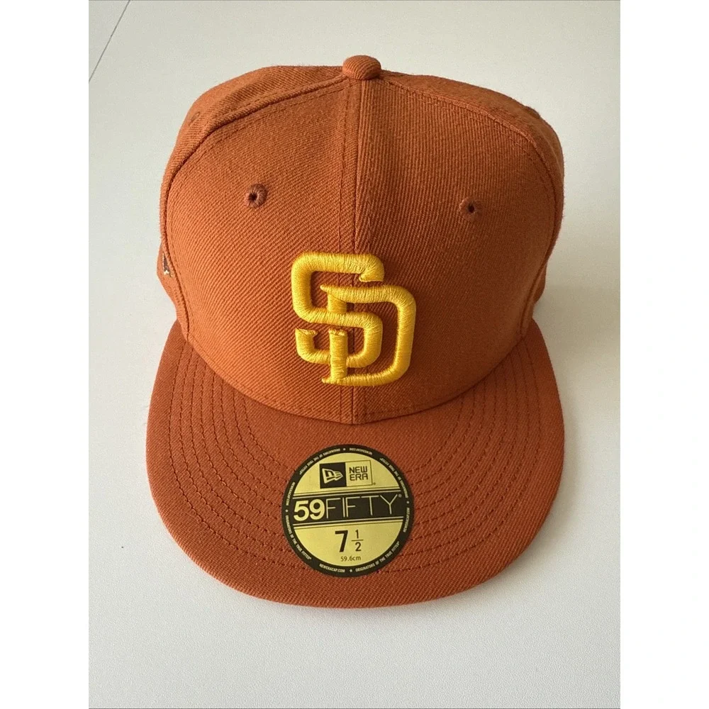 New Era San‎ Diego Padres 59Fifty Orange/yellow 7 1/2 Fitted MLB Cap
