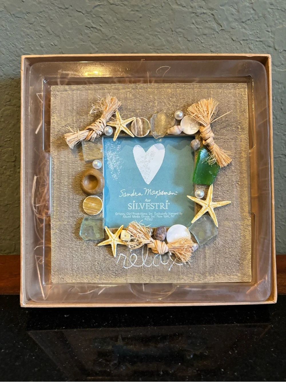 Silvestri Sandra Magsamen Decorative Square Wood Relax Beach Themed Photo Frame