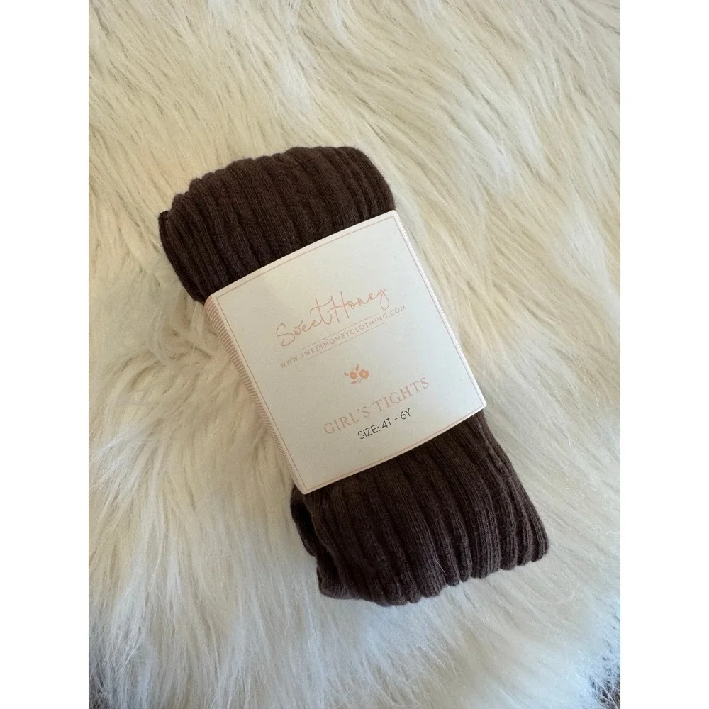 SweetHoney‎ girls brown tights size 4-6 NEW