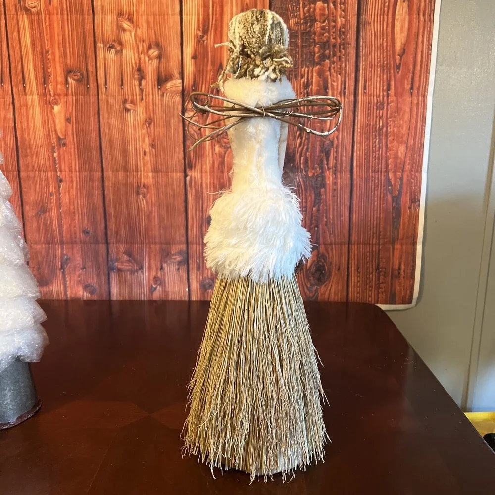 2 Silver Tree Holiday‎ FABRIC ANGELS WITH WREATH  Natural Bamboo Hand Made