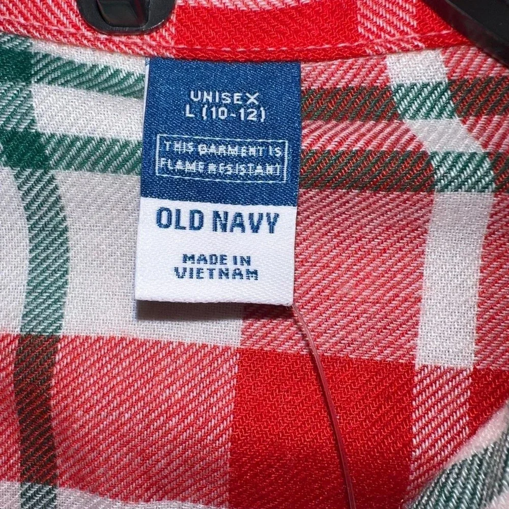 NWT Old Navy Pajama Shirt Youth L (10-12) Red Plaid Flannel Holiday‎ Jammies