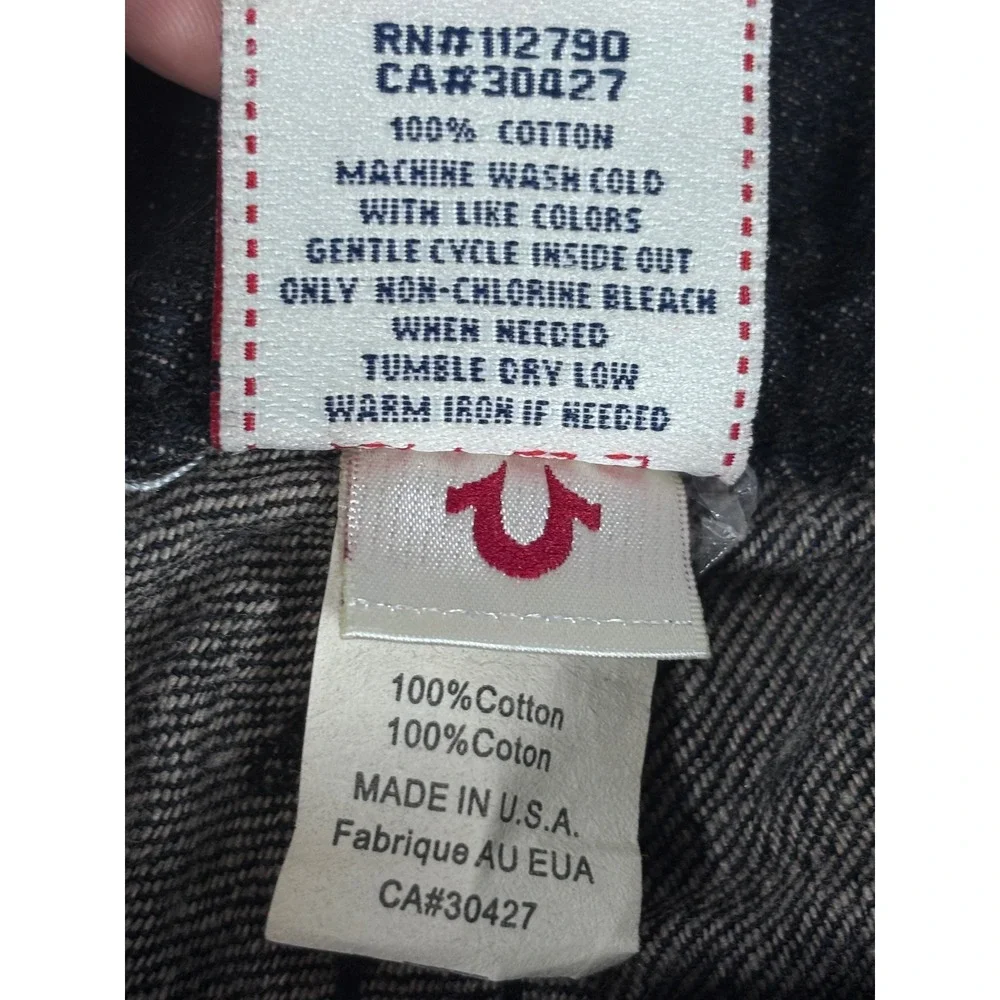 True Religion Jeans Mens Size 38 Black Denim Straight‎ Leg USA Made