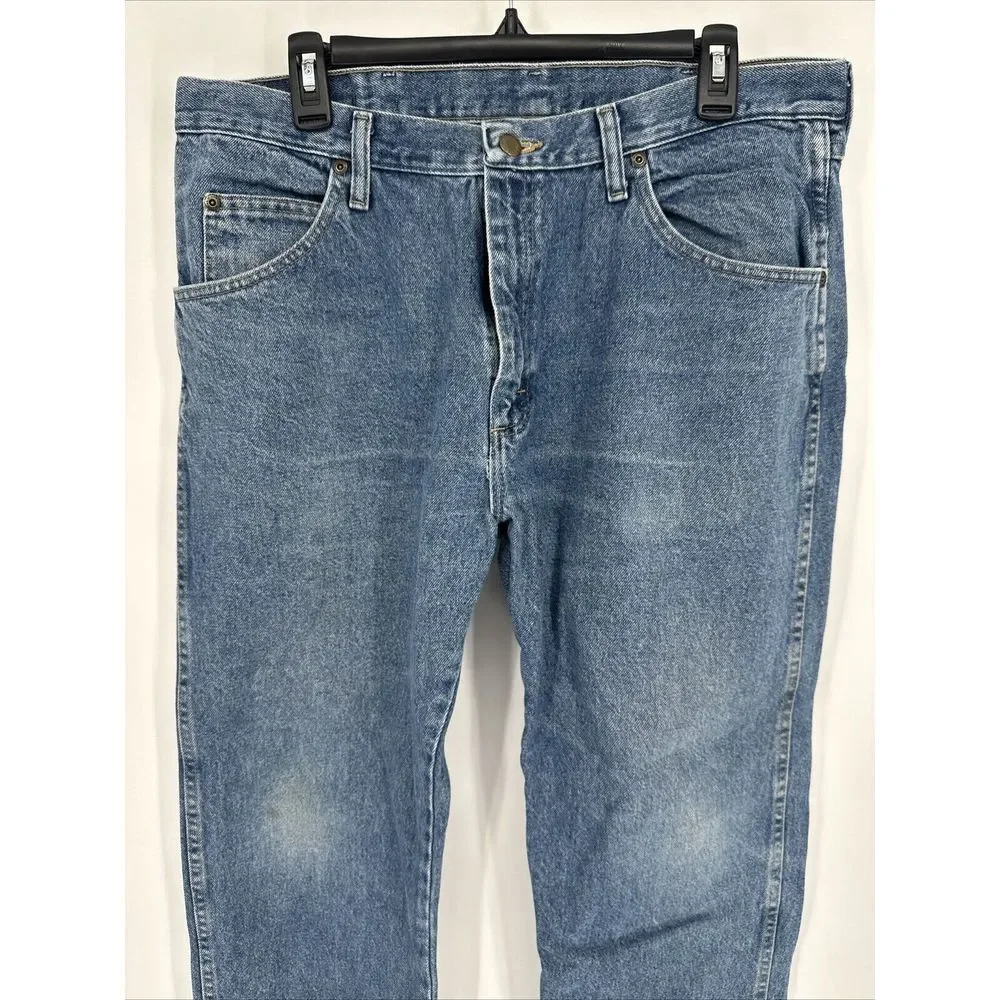 Wrangler 96501DS Denim Jeans Men 36x29 Regular Fit Denim‎ Light Blue Faded